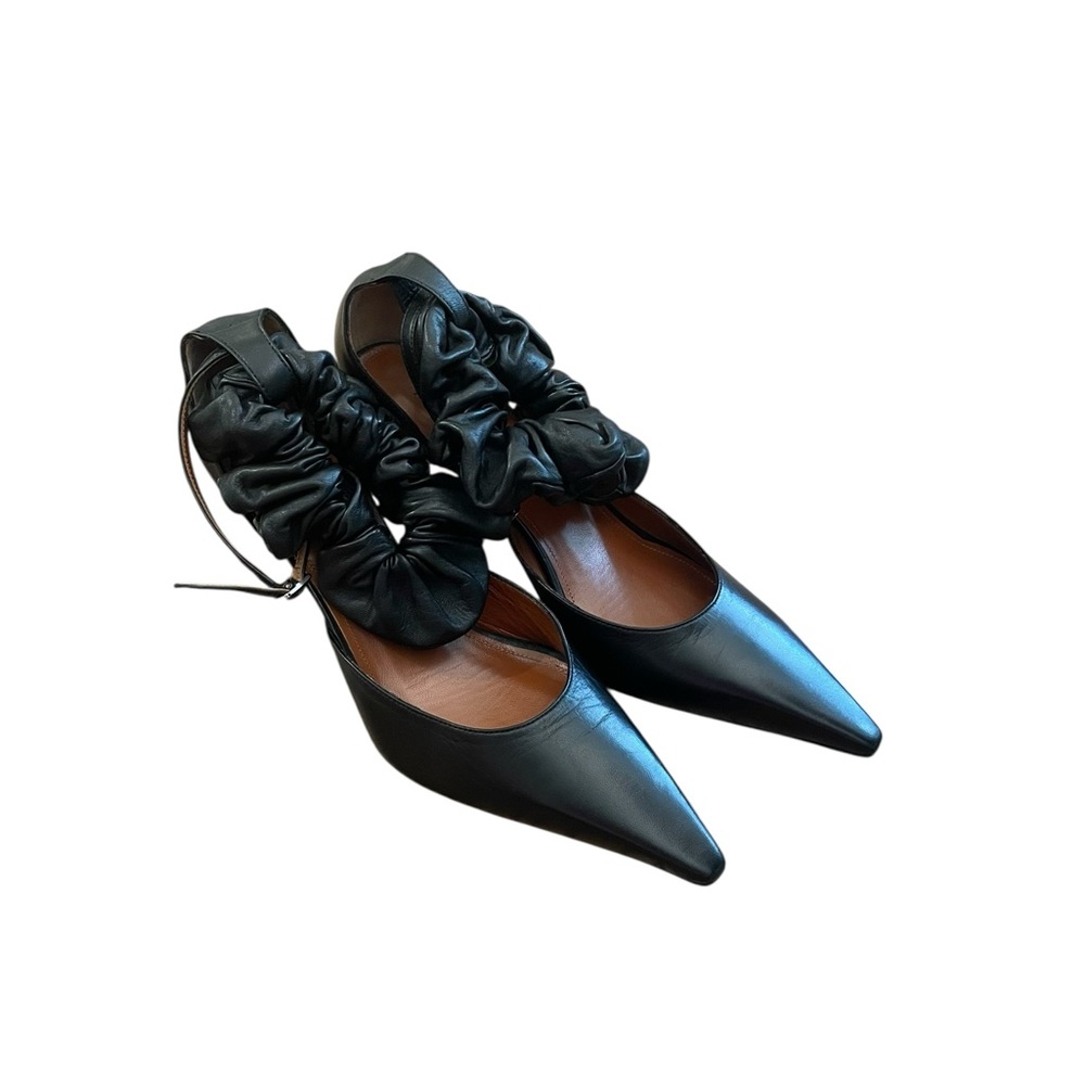 ALTUZARRA Leather Scrunch Pointed Toe Heels